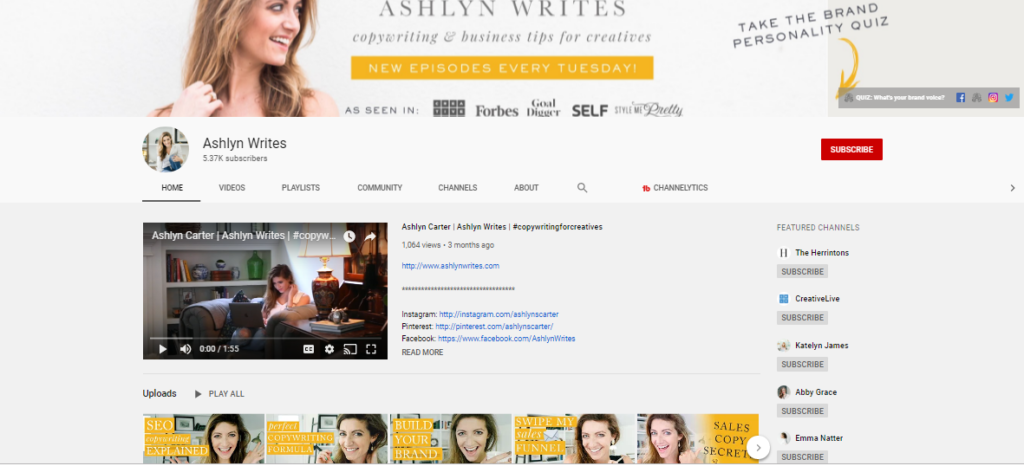 Ashlyn Writes best copywriting youtube