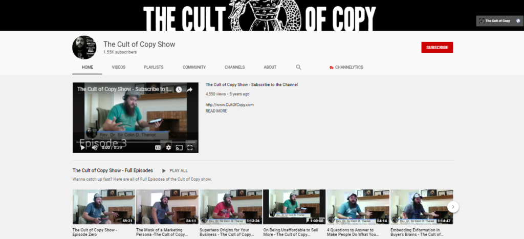 Cult of copy best copywriting youtube channel