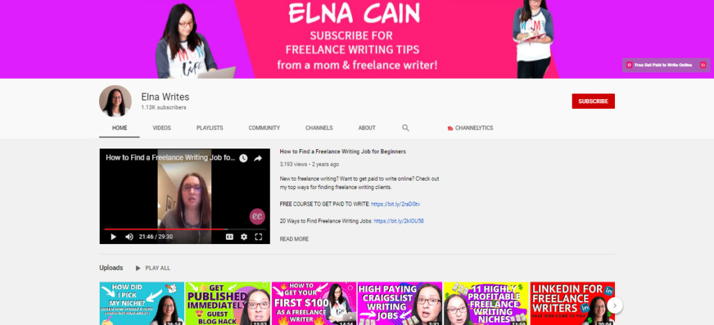 Elna Cain Best Copywriting Youtube channels